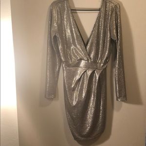 Metallic V-Cut Dress